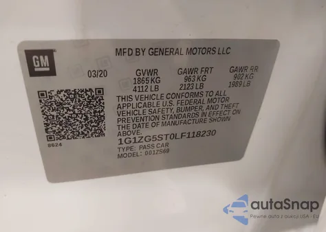 2020 Chevrolet Malibu Fwd Rs from USA, damaged, VIN 1G1ZG5ST0LF118230